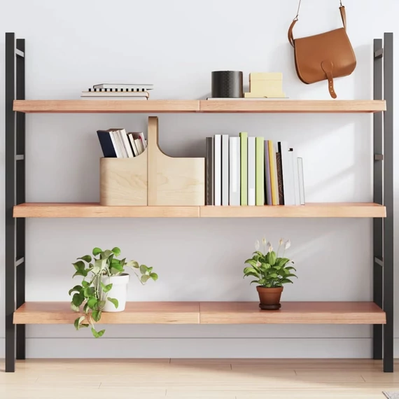 VidaXL világosbarna kezelt tömör tölgyfa fali polc 140 x 40 x (2-4) cm
