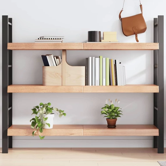 VidaXL világosbarna kezelt tömör tölgyfa fali polc 140 x 40 x (2-6) cm