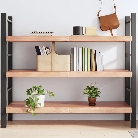 VidaXL világosbarna kezelt tömör tölgyfa fali polc 140 x 60 x (2-6) cm