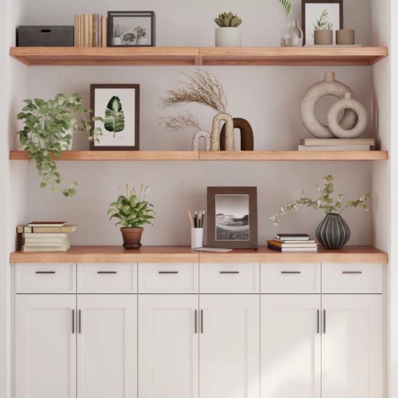 VidaXL világosbarna kezelt tömör tölgyfa fali polc 160 x 60 x (2-4) cm