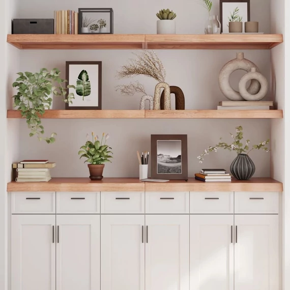 VidaXL világosbarna kezelt tömör tölgyfa fali polc 160 x 60 x (2-6) cm