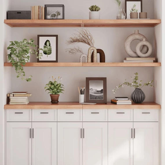 VidaXL világosbarna kezelt tömör tölgyfa fali polc 180 x 60 x (2-4) cm