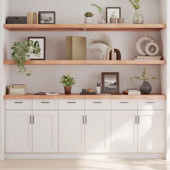 VidaXL világosbarna kezelt tömör tölgyfa fali polc 220 x 60 x (2-6) cm