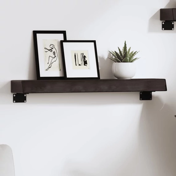 VidaXL sötétbarna kezelt tömör tölgyfa fali polc 60x10x6 cm