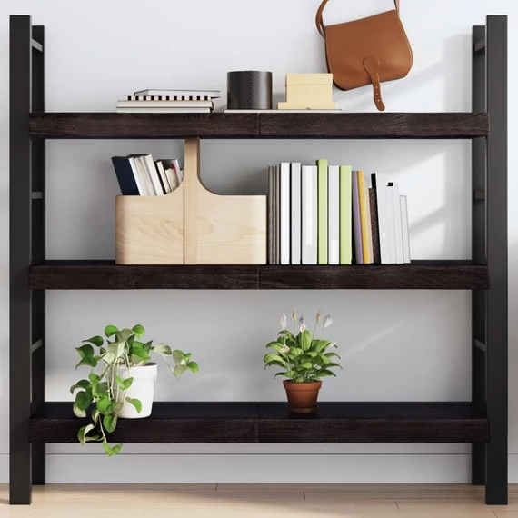 VidaXL sötétbarna kezelt tömör tölgyfa fali polc 120 x 30 x (2-6) cm