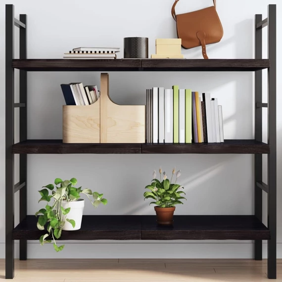 VidaXL sötétbarna kezelt tömör tölgyfa fali polc 120 x 50 x (2-4) cm
