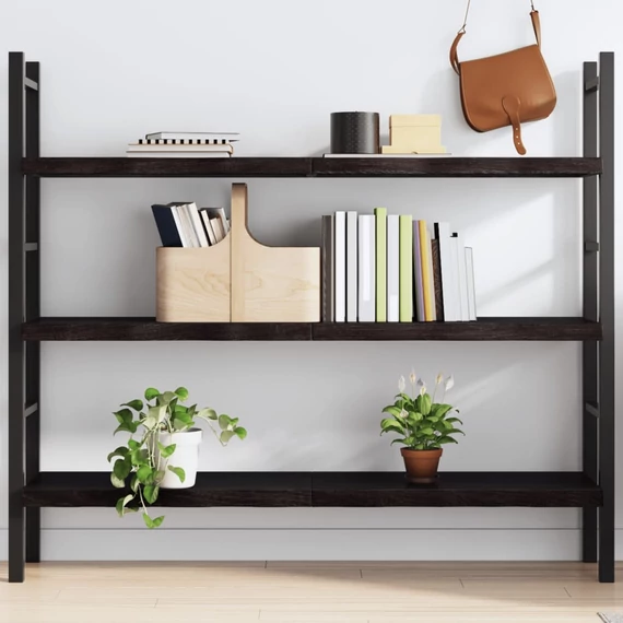 VidaXL sötétbarna kezelt tömör tölgyfa fali polc 140 x 30 x (2-4) cm