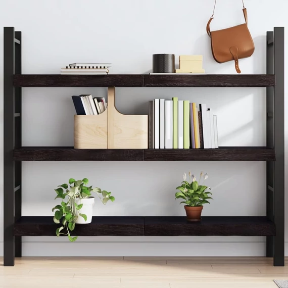 VidaXL sötétbarna kezelt tömör tölgyfa fali polc 140 x 30 x (2-6) cm