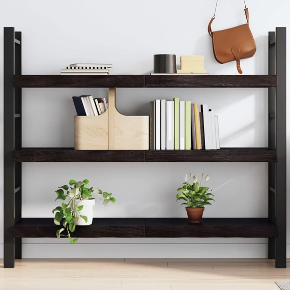 VidaXL sötétbarna kezelt tömör tölgyfa fali polc 140 x 40 x (2-6) cm