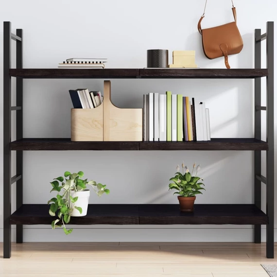 VidaXL sötétbarna kezelt tömör tölgyfa fali polc 140 x 50 x (2-4) cm