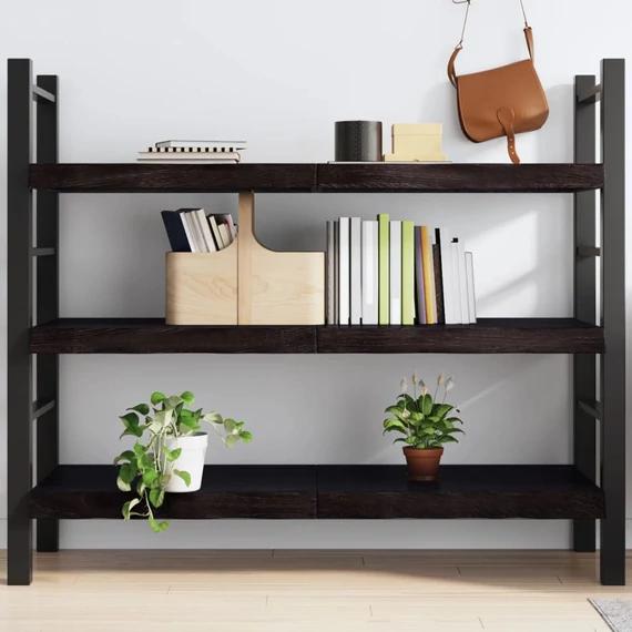 VidaXL sötétbarna kezelt tömör tölgyfa fali polc 140 x 50 x (2-6) cm