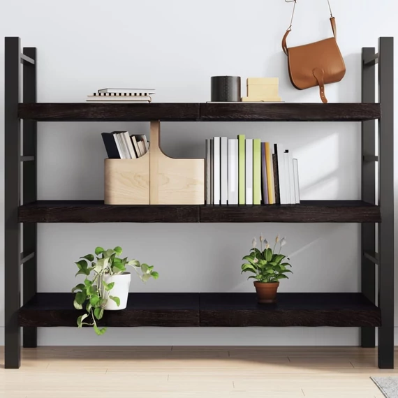 VidaXL sötétbarna kezelt tömör tölgyfa fali polc 140 x 60 x (2-6) cm
