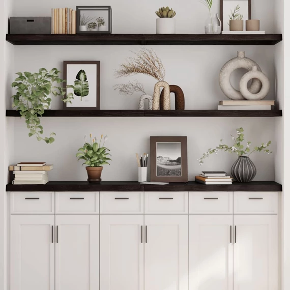VidaXL sötétbarna kezelt tömör tölgyfa fali polc 160 x 40 x (2-4) cm