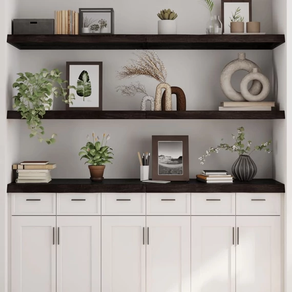 VidaXL sötétbarna kezelt tömör tölgyfa fali polc 160 x 60 x (2-6) cm