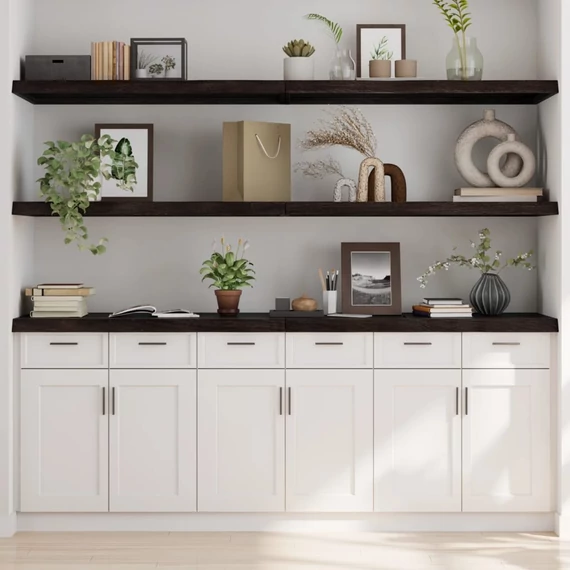 VidaXL sötétbarna kezelt tömör tölgyfa fali polc 200 x 60 x (2-6) cm