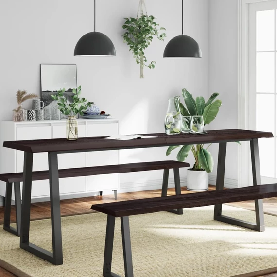 VidaXL sötétbarna kezelt tömör asztallap 220x50x(2-4) cm