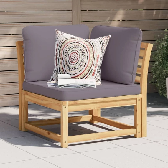 VidaXL tömör akácfa kerti sarokkanapé párnákkal 73 x 73 x 65 cm