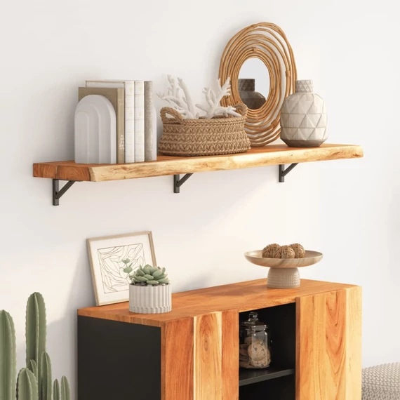 VidaXL tömör akácfa téglalap alakú fali polc 110 x 30 x 2,5 cm
