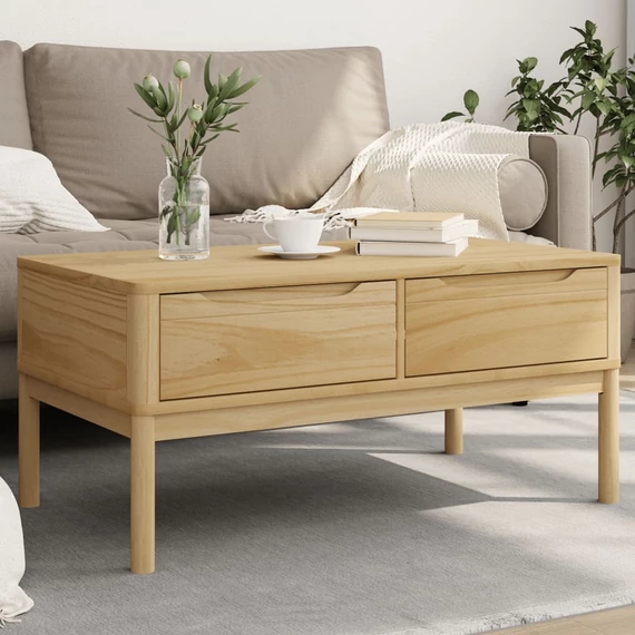 VidaXL FLORO viaszbarna tömör fenyőfa dohányzóasztal 99 x 55,5 x 45 cm