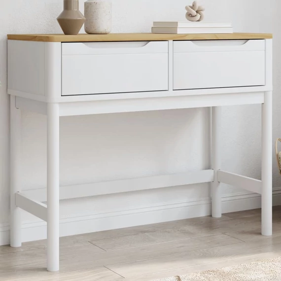 VidaXL FLORO fehér tömör fenyőfa tálalóasztal 89,5 x 36,5 x 73 cm