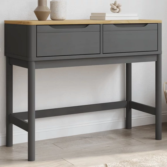 VidaXL FLORO szürke tömör fenyőfa tálalóasztal 89,5 x 36,5 x 73 cm