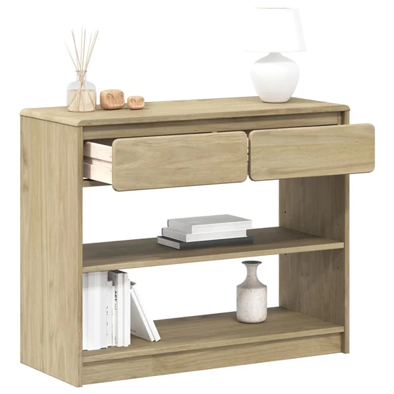 VidaXL SAUDA tölgyszínű tömör fenyőfa tálalóasztal 89,5 x 36,5 x 73 cm