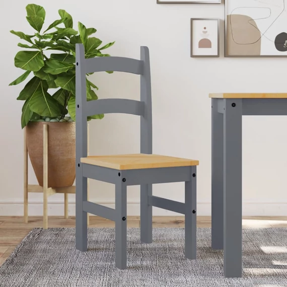 VidaXL 2 db szürke tömör fenyőfa étkezőszék 40x46x99 cm