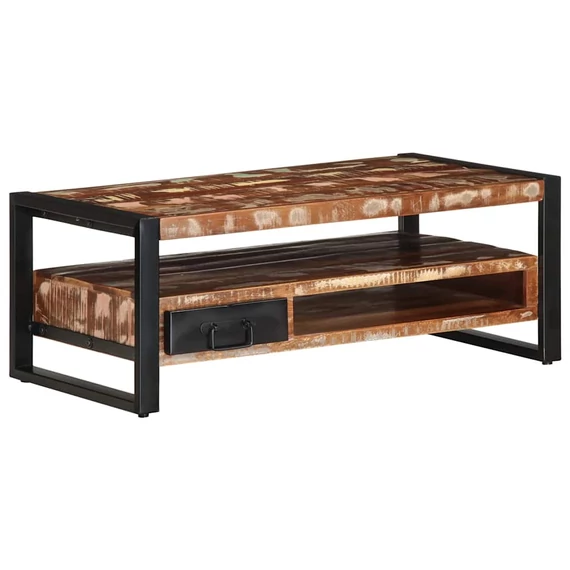 VidaXL dohányzóasztal többszínű 90x50x36cm tömörfa újrahasznosított fa