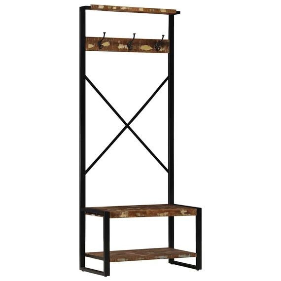 VidaXL tömör újrahasznosított fa ruhatartó állvány 80x40x190 cm