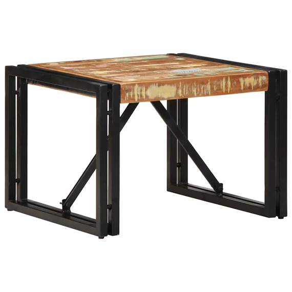 VidaXL többszínű tömör újrahasznosított fa dohányzóasztal 50x50x35 cm