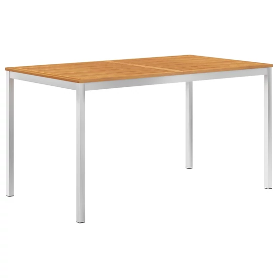 VidaXL tömör akácfa és rozsdamentes acél kerti étkezőasztal 140x80x75cm 