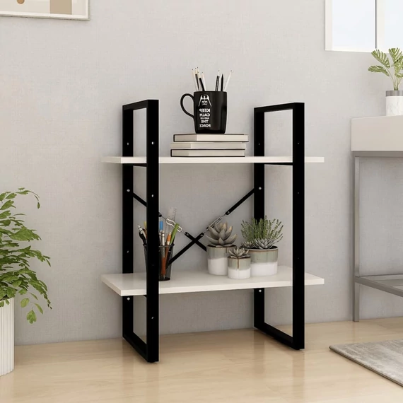 VidaXL kétszintes fehér tömör fenyőfa könyvszekrény 60 x 30 x 70 cm