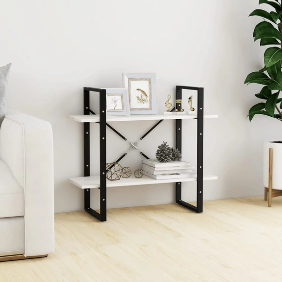 VidaXL kétszintes fehér tömör fenyőfa könyvszekrény 80 x 30 x 70 cm