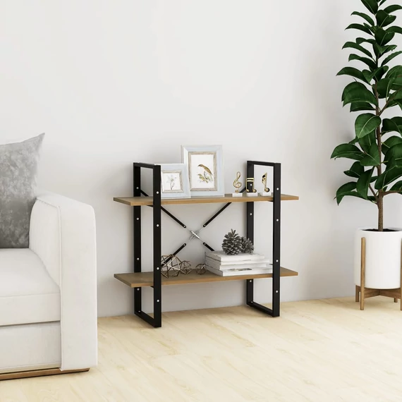VidaXL kétszintes barna tömör fenyőfa könyvszekrény 80 x 30 x 70 cm
