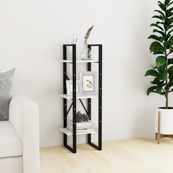 VidaXL 3-szintes fehér tömör fenyőfa könyvszekrény 40 x 30 x 105 cm