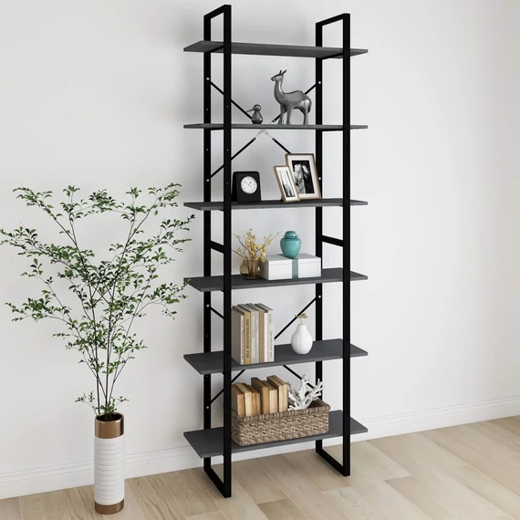 VidaXL szürke tömör fenyőfa magasszekrény 80 x 30 x 210 cm