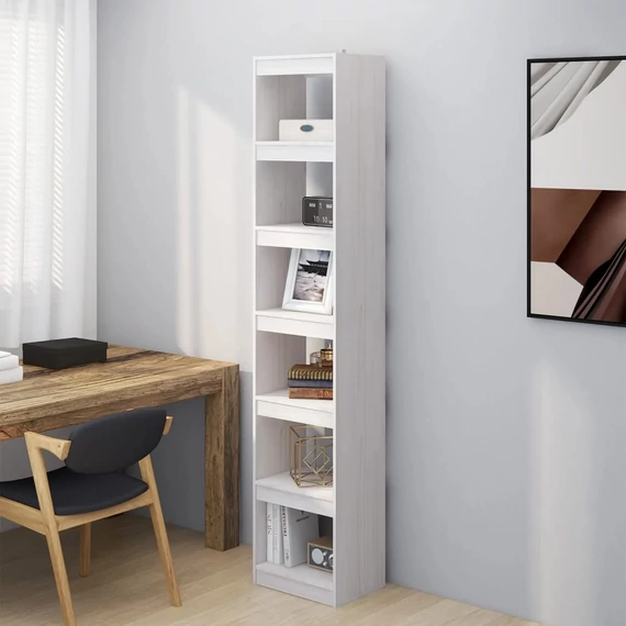 VidaXL fehér tömör fenyőfa könyvszekrény/térelválasztó 40x30x199 cm