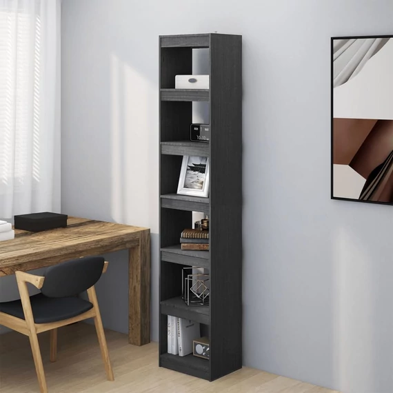 VidaXL szürke tömör fenyőfa könyvszekrény/térelválasztó 40x30x199 cm