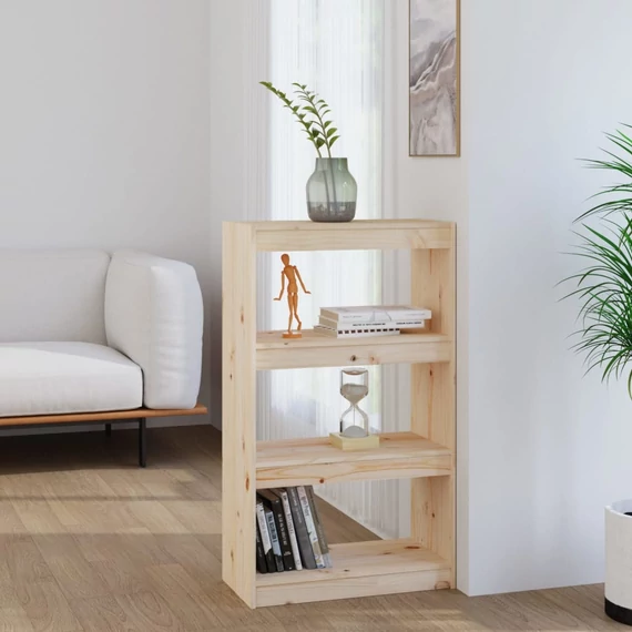 VidaXL tömör fenyőfa könyvszekrény/térelválasztó 60 x 30 x 103,5 cm