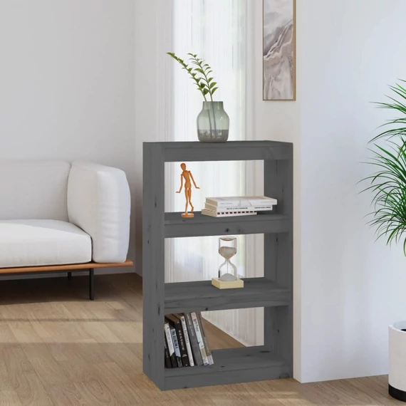 VidaXL szürke tömör fenyőfa könyvszekrény/térelválasztó 60x30x103,5 cm