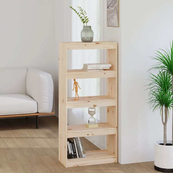 VidaXL tömör fenyőfa könyvszekrény/térelválasztó 60 x 30 x 135,5 cm