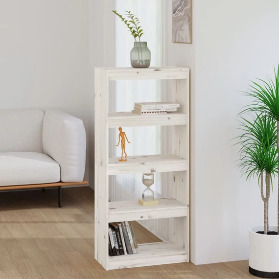 VidaXL fehér tömör fenyőfa könyvszekrény/térelválasztó 60x30x135,5 cm