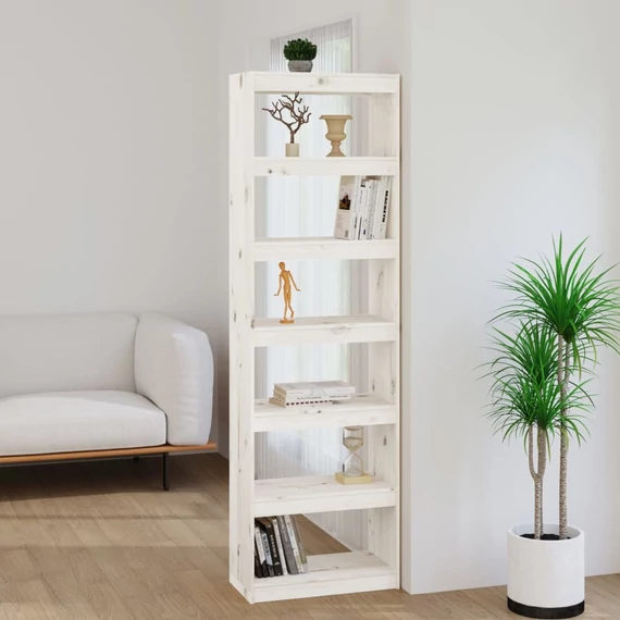 VidaXL fehér tömör fenyőfa könyvszekrény/térelválasztó 60x30x199,5 cm