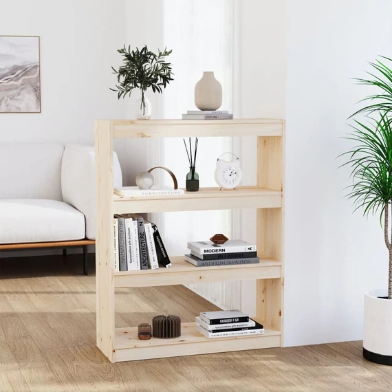 VidaXL tömör fenyőfa könyvszekrény/térelválasztó 80 x 30 x 103,5 cm