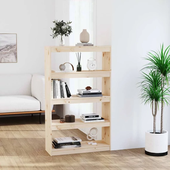 VidaXL tömör fenyőfa könyvszekrény/térelválasztó 80 x 30 x 135,5 cm