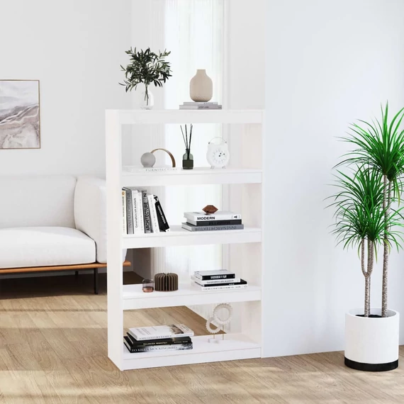 VidaXL fehér tömör fenyőfa könyvszekrény/térelválasztó 80x30x135,5 cm