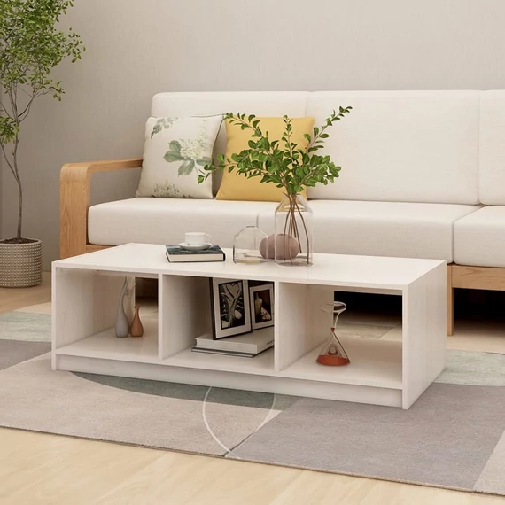 VidaXL fehér tömör fenyőfa dohányzóasztal 110 x 50 x 34 cm