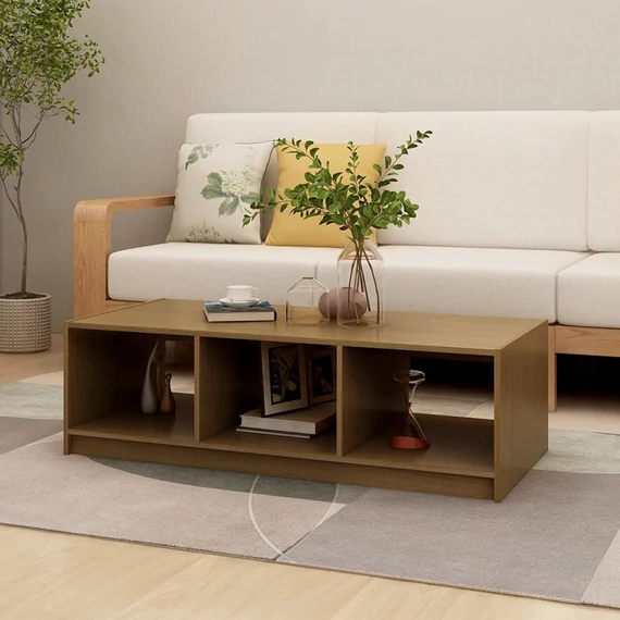 VidaXL mézbarna tömör fenyőfa dohányzóasztal 110 x 50 x 34 cm