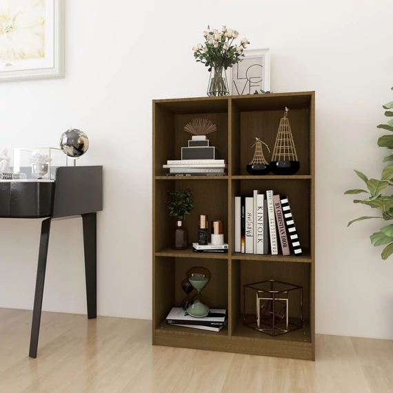 VidaXL mézbarna tömör fenyőfa könyvszekrény 70 x 33 x 110 cm