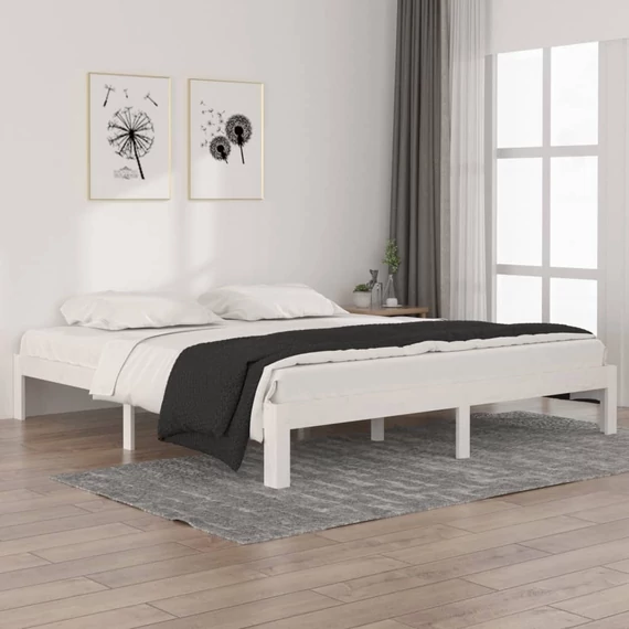 VidaXL Super King fehér tömör fa ágykeret 180 x 200 cm
